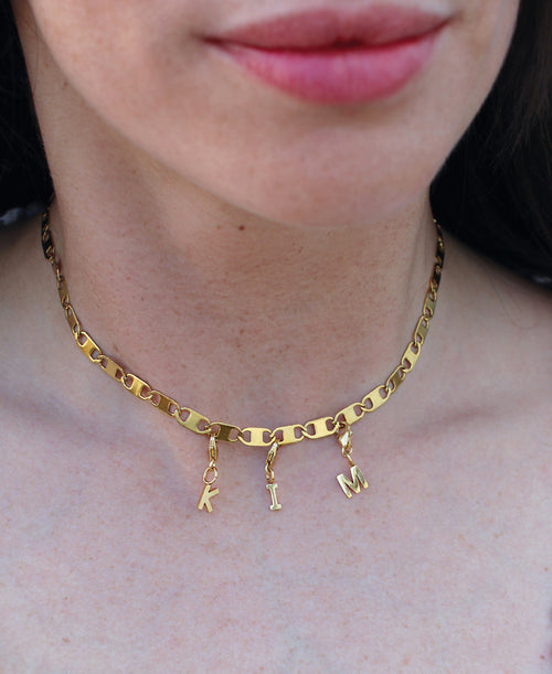 Snap Charm Tied Choker Gold, Tragebild