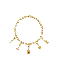 Chain Armband Gold + Snap Charms, Produktbild