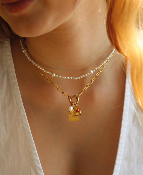 Heart Mail charm Gold - Tragefoto