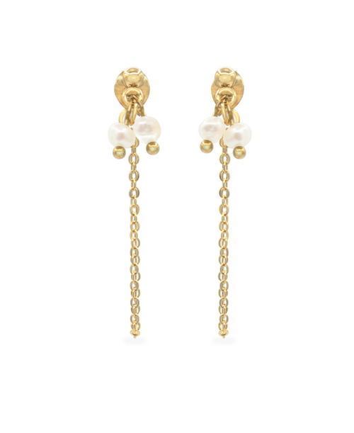 Twofold Ohrringe, Ohrstecker perle gold, Produktbild front
